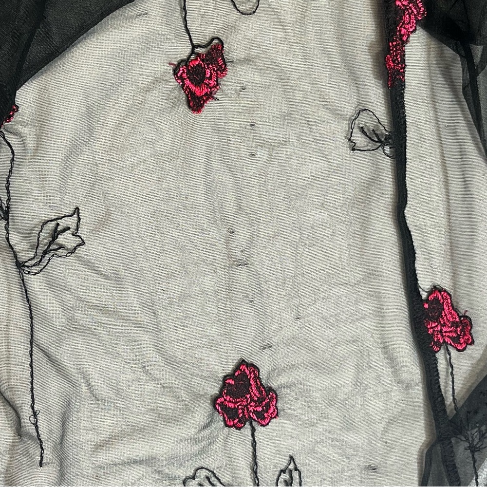Vintage Betsey Johnson Sheer Dress Embroidered 90s Y2K Whimsygoth Fairy Floral P - Picture 13 of 14